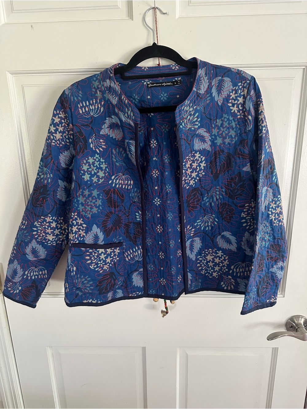 Gudrun Sjoden Blue Floral Quilted Jacket Small Chest 38 L 22 W40 like new - Picture 2 of 9